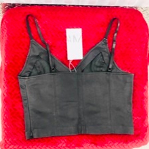 ZARA Faux Leather Cropped Top, M, NWT - Picture 2 of 4